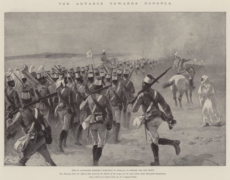 The Advance towards Dongola, the 9th Soudanese Regiment Marching to Shellal to Embark for the Front by William Heysham Overend