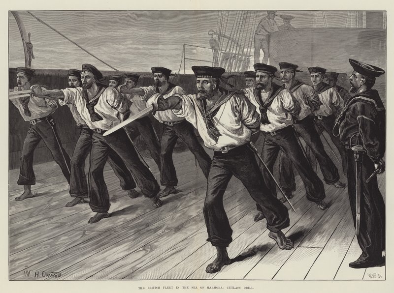 The British Fleet in the Sea of Marmora, Cutlass Drill by William Heysham Overend
