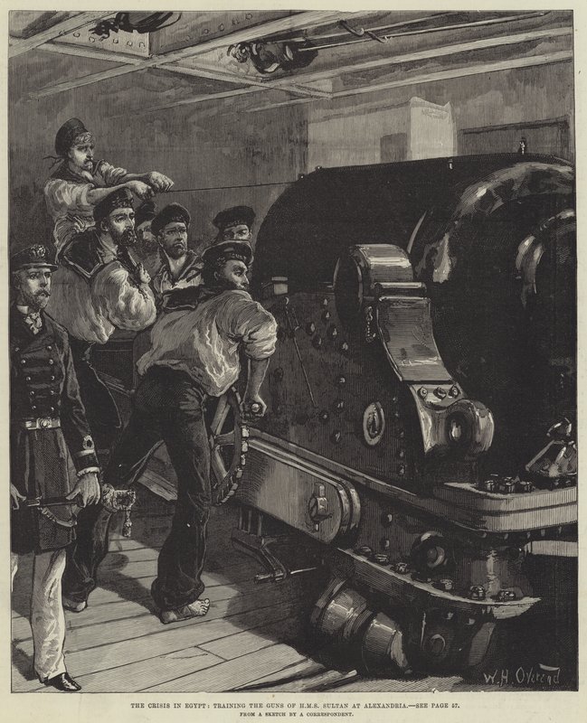 The Crisis in Egypt, training the Guns of HMS Sultan at Alexandria by William Heysham Overend