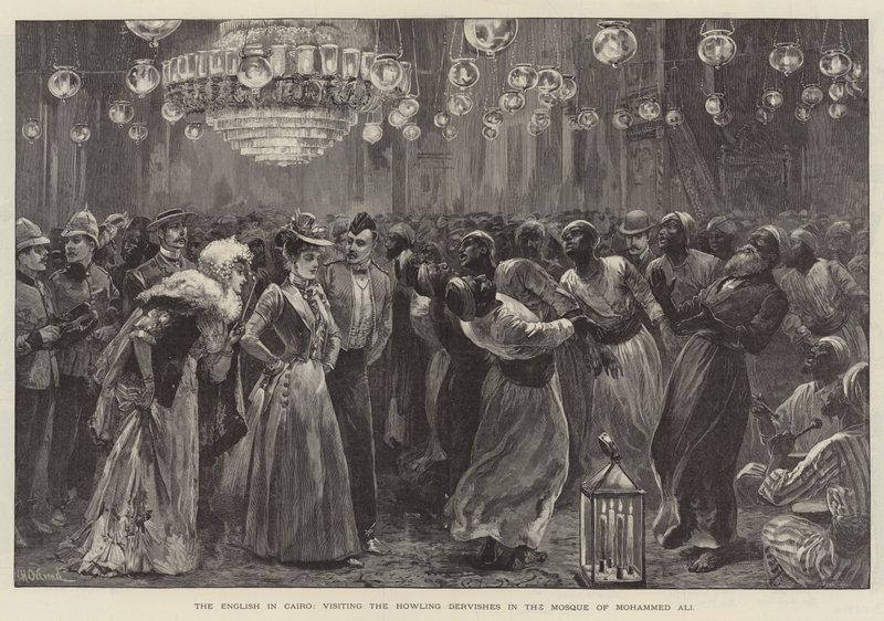 The English in Cairo, visiting the Howling Dervishes in the Mosque of Mohammed Ali by William Heysham Overend