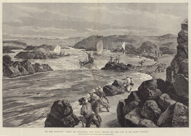 The Nile Expedition, towing the Whale-Boats with Troops through the First Gate of the Second Cataract by William Heysham Overend