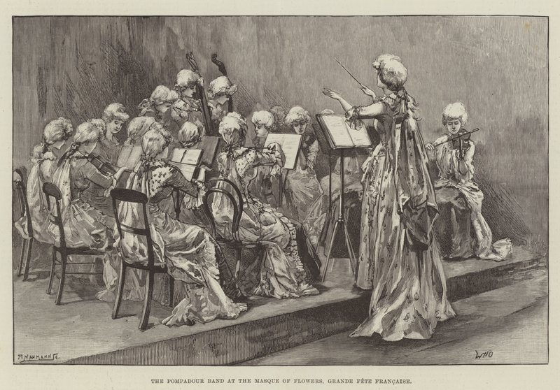 The Pompadour Band at the Masque of Flowers, Grande Fete Francaise by William Heysham Overend