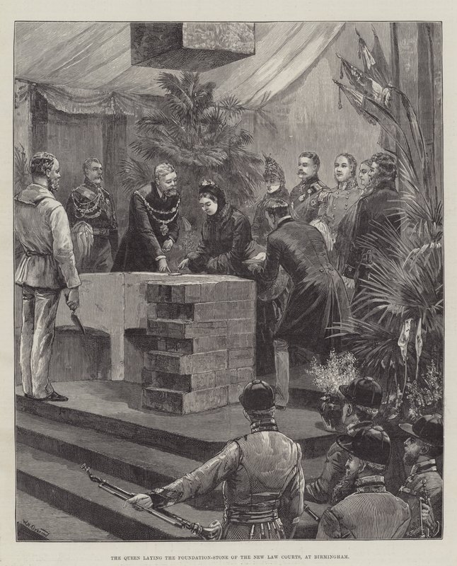 The Queen Laying the Foundation-Stone of the New Law Courts, at Birmingham by William Heysham Overend
