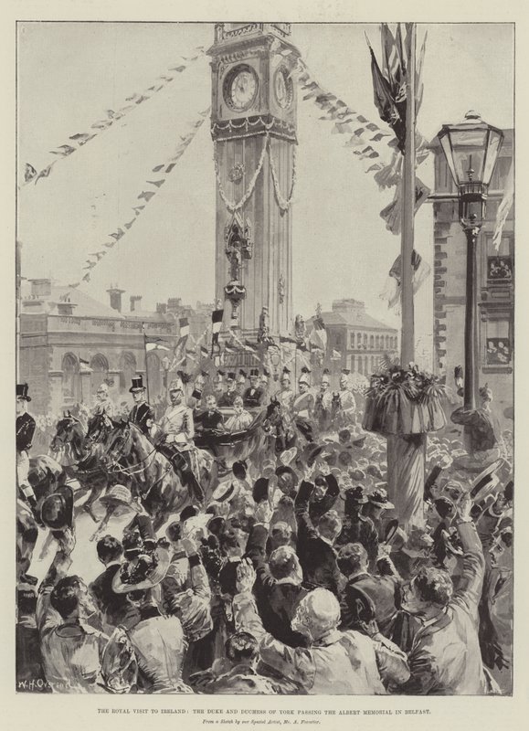 The Royal Visit to Ireland, the Duke and Duchess of York Passing the Albert Memorial in Belfast by William Heysham Overend