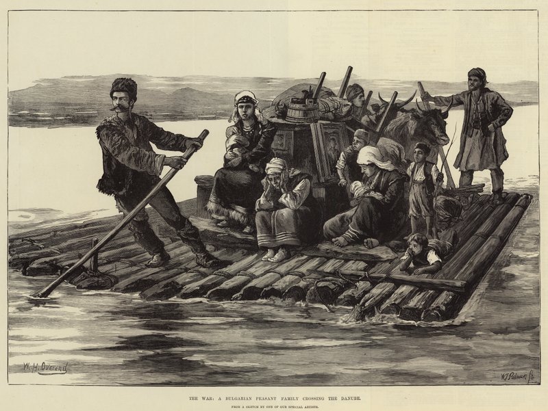The War, a Bulgarian Peasant Family Crossing the Danube by William Heysham Overend