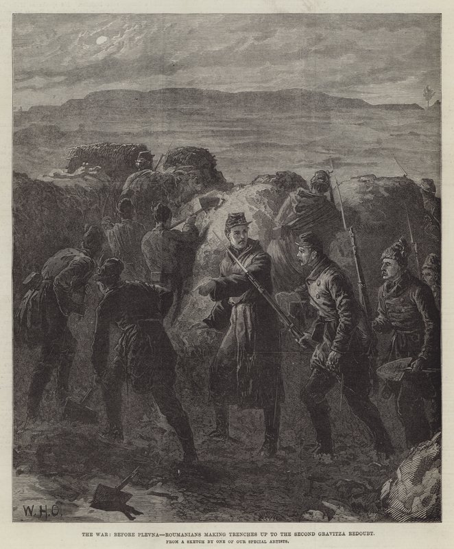 The War, Before Plevna, Roumanians Making Trenches up to the Second Gravitza Redoubt by William Heysham Overend