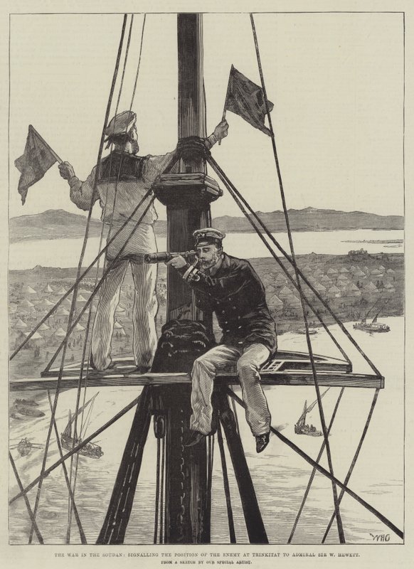 The War in the Sudan, signalling the Position of the Enemy at Trinkitat to Admiral Sir W Hewett by William Heysham Overend