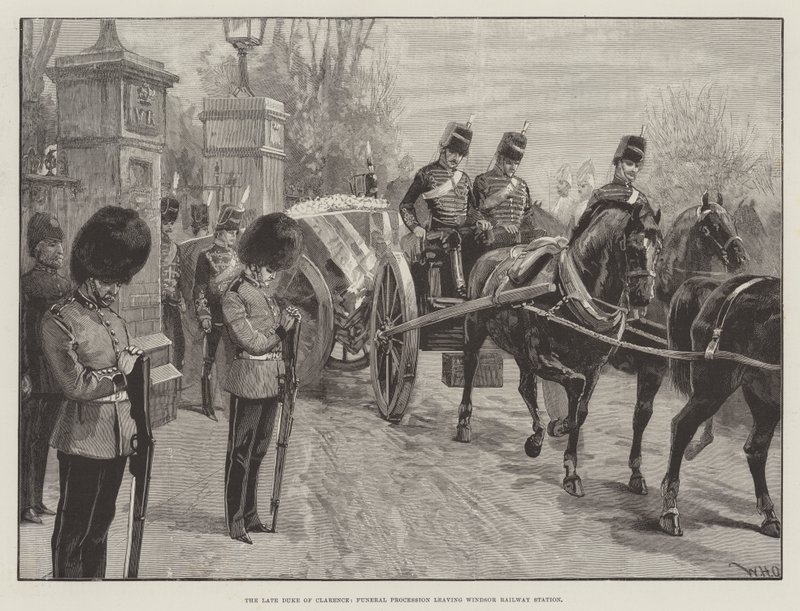 The Late Duke of Clarence, Funeral Procession Leaving Windsor Railway Station by William Heysham Overend