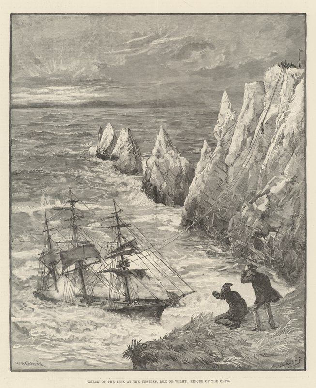 Wreck of the Irex at the Needles, Isle of Wight, Rescue of the Crew by William Heysham Overend