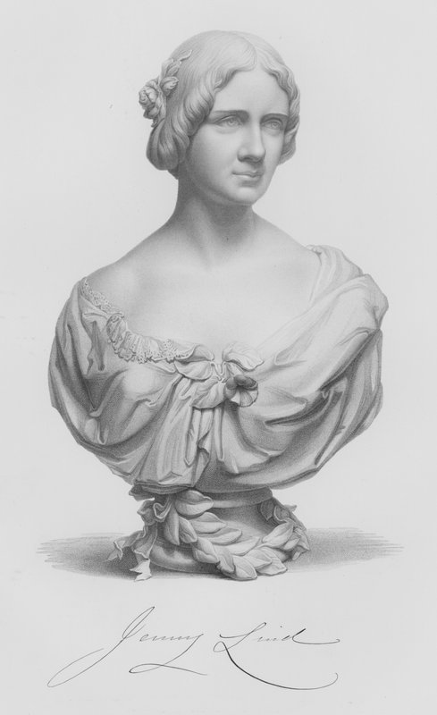 Jenny Lind, from the bust by J Durham, engraved by W Roffe from a drawing by F Roffe by William John Roffe