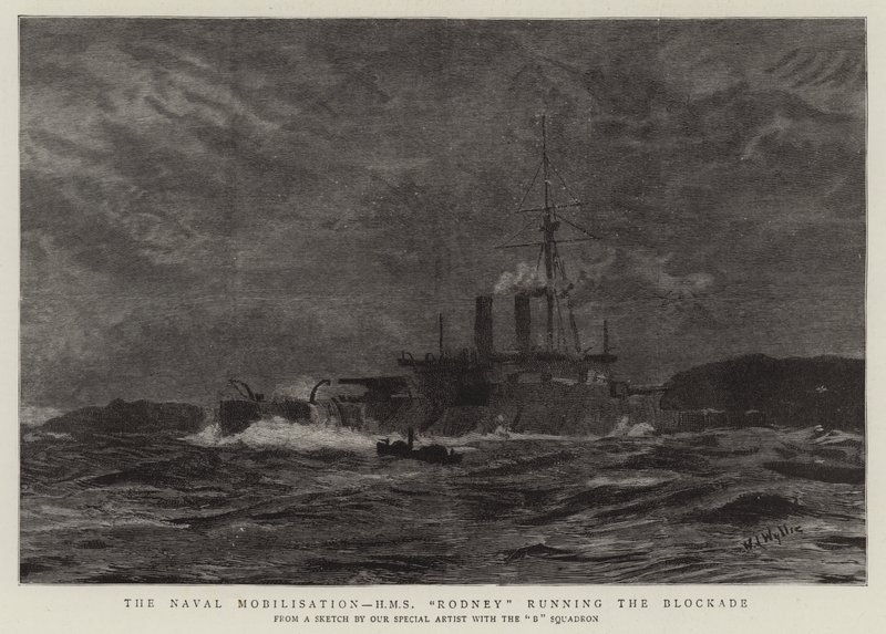 The Naval Mobilisation, H M S Rodney running the Blockade by William Lionel Wyllie
