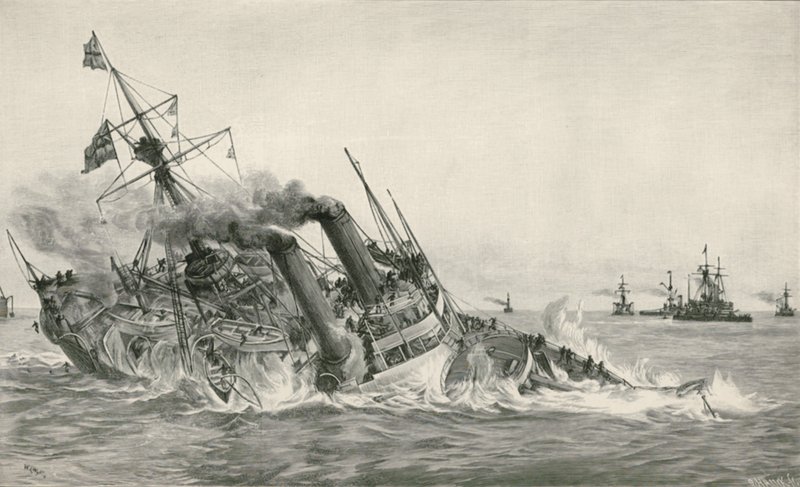 The Sinking of H. M. S. Victoria after Collision with H. M. S. Camperdown by William Lionel Wyllie