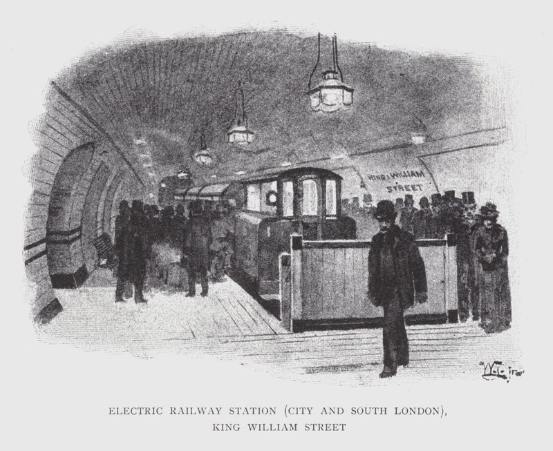 Electric Railway Station, City and South London, King William Street by William Luker