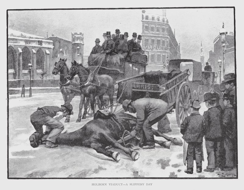 Holborn Viaduct, a Slippery Day by William Luker
