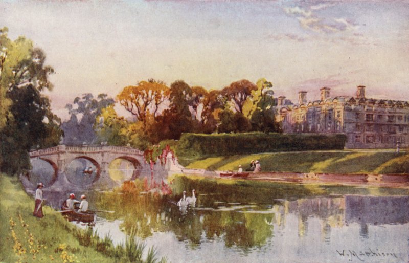 Clare College and Bridge from the Cam, Autumn Evening by William Matthison