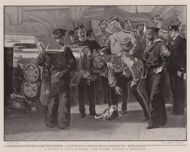 A Lesson in Naval Gunnery, Life Guards Visiting a Battleship by William Small