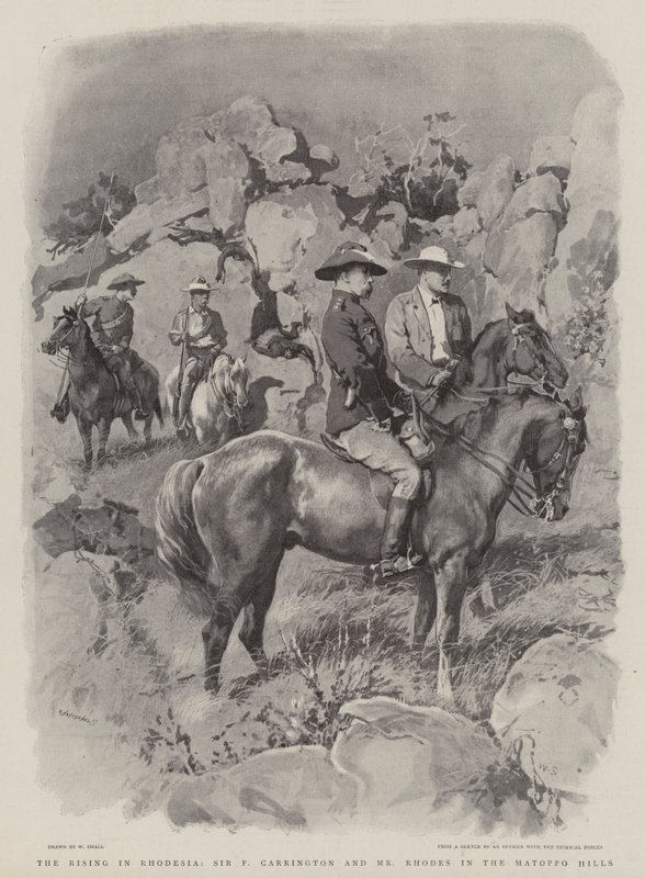 The Rising in Rhodesia, Sir F Carrington and Mr Rhodes in the Matoppo Hills by William Small