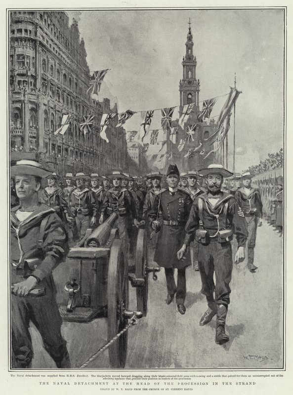 The Naval Detachment at the Head of the Procession in the Strand by William T. Maud