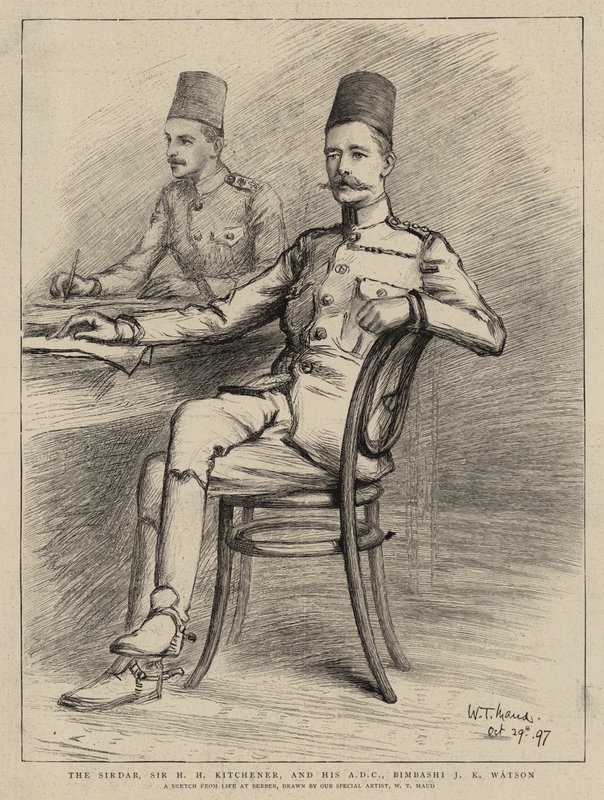 The Sirdar, Sir H H Kitchener, and his ADC, Bimbashi J K Watson by William T. Maud