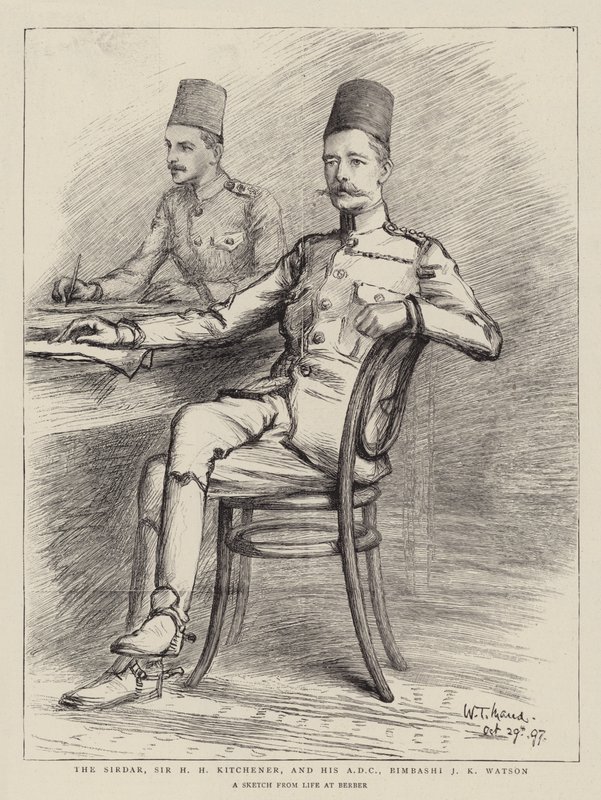 The Sirdar, Sir H H Kitchener, and His ADC, Bimbashi J K Watson by William T. Maud