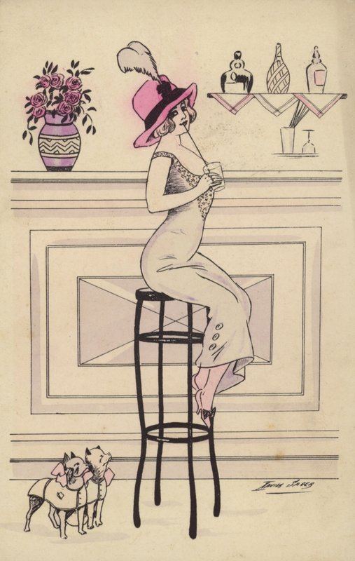Woman Sitting on a Bar Stool Drinking Through a Straw by Xavier Sager