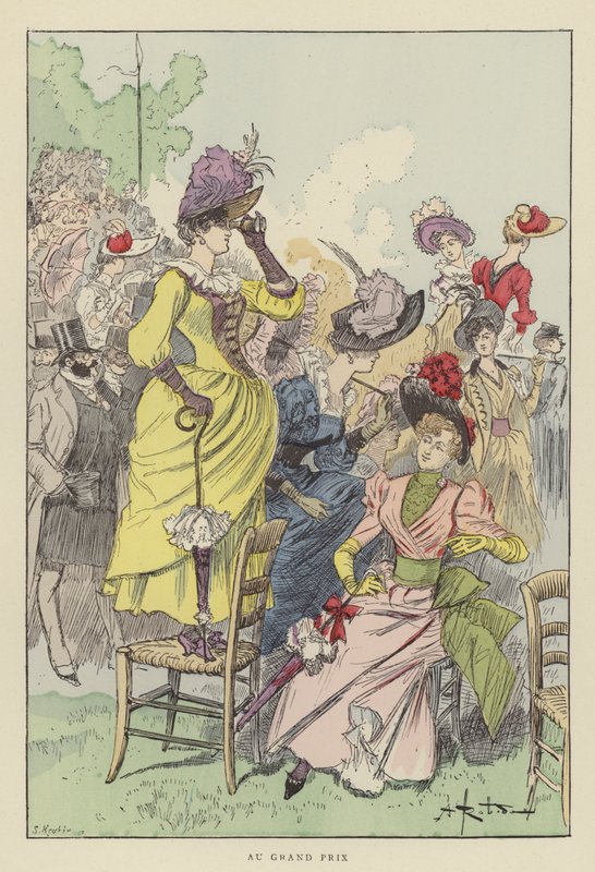 At the Grand Prix by after Albert Robida