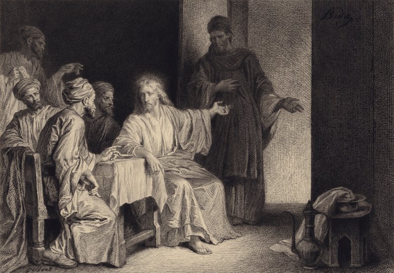 Christ Heals the Man Afflicted with Dropsy by after Albert Robida
