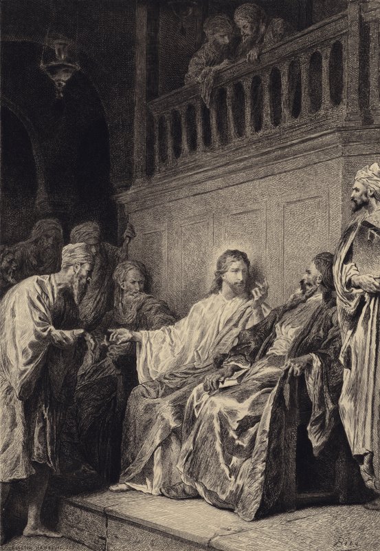 Christ Heals the Man with the Withered Hand by after Albert Robida
