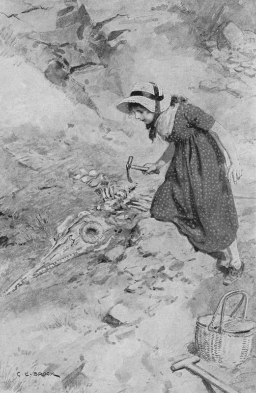 At Lyme Regis, Mary Anning, Aged 12, Coming Upon the First Ichthyosaurus Found in England by after Charles Edmund Brock