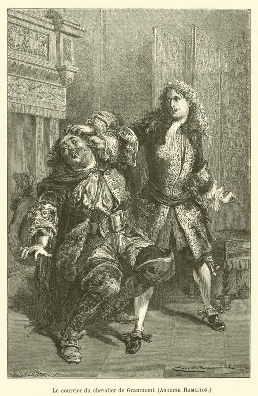 The Courier of the Knight of Grammont, Antoine Hamilton by after Emile Antoine Bayard