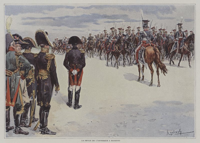 Napoleon Reviewing Troops of the Polish Light Horse at Bayonne by after Felicien baron de Myrbach-Rheinfeld
