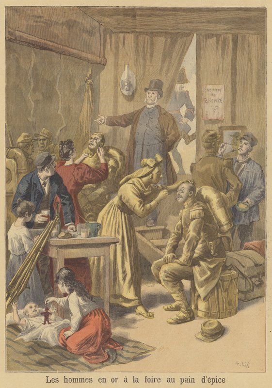 Men Being Painted Gold Before the Easter Gingerbread Fair by after Frederic Theodore Lix