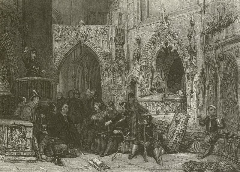 Puritan Soldier Preaching by after George Cattermole