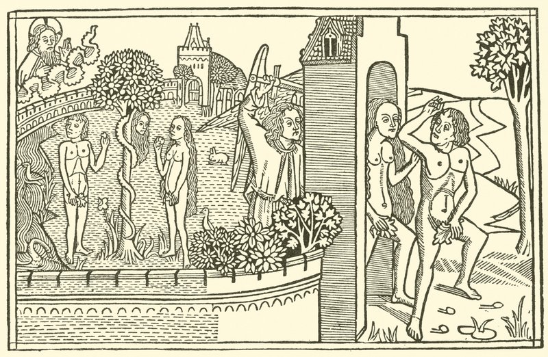Adam and Eve, The Garden of Eden, The Fall by after German School