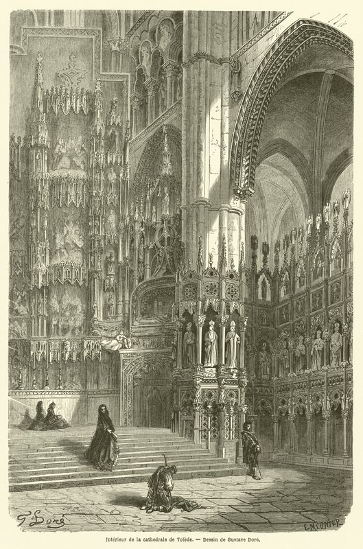 Interior of the Cathedral of Toledo by Gustave after Dore