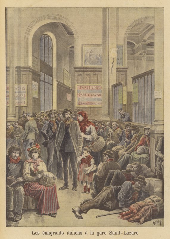 Italian Emigrants to America at the Gare Saint-Lazare by after Henri Meyer