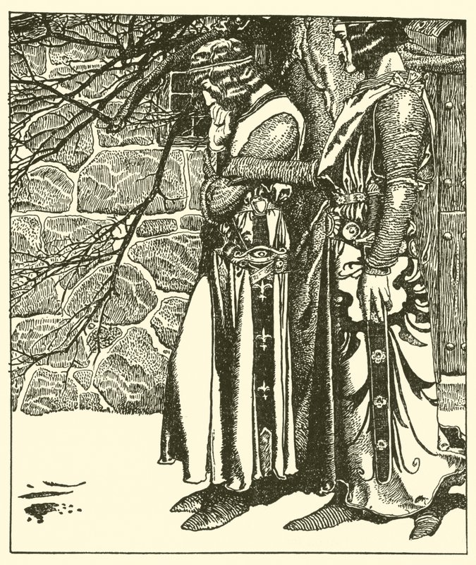 Sir Kay interrupts the meditations of Sir Percival by after Howard Pyle
