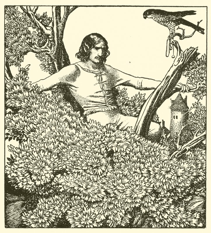 Sir Launcelot climbs to catch the lady