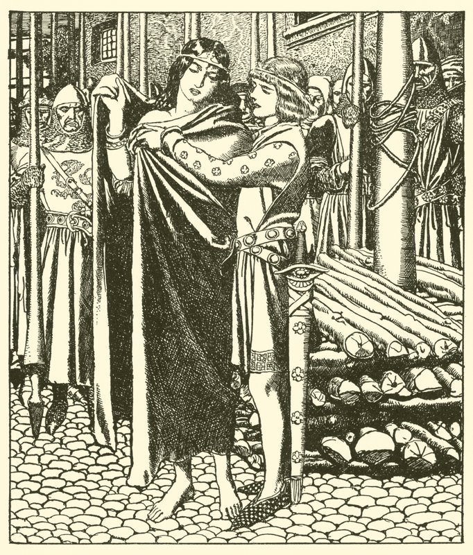 Tristram succors the Lady Moeya by after Howard Pyle