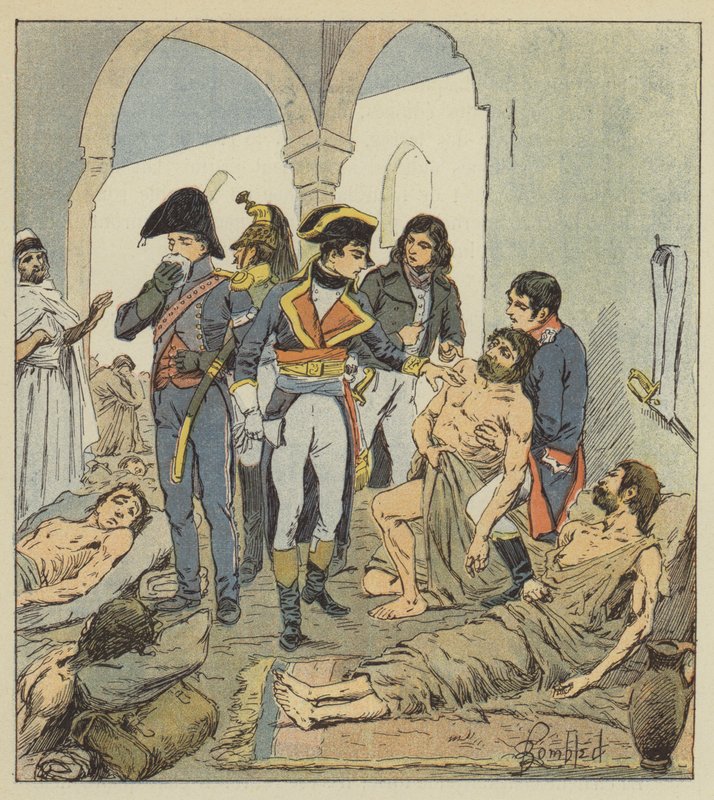Bonaparte visits the plague victims of Jaffa by after Louis Charles Bombled