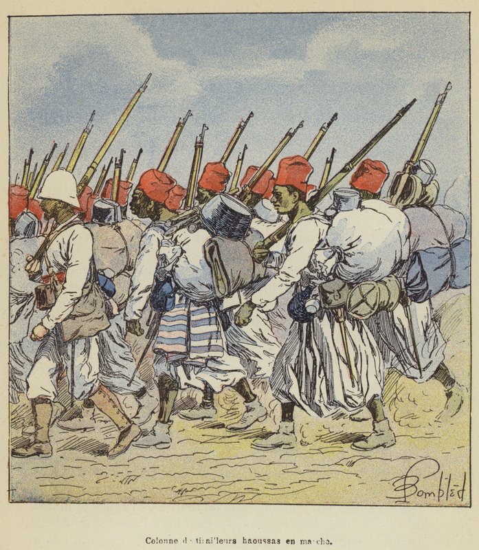 Column of Haussa Sharpshooters on the March by after Louis Charles Bombled