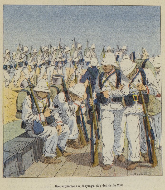 Embarkation at Majunga of the Debris of the 200th by after Louis Charles Bombled