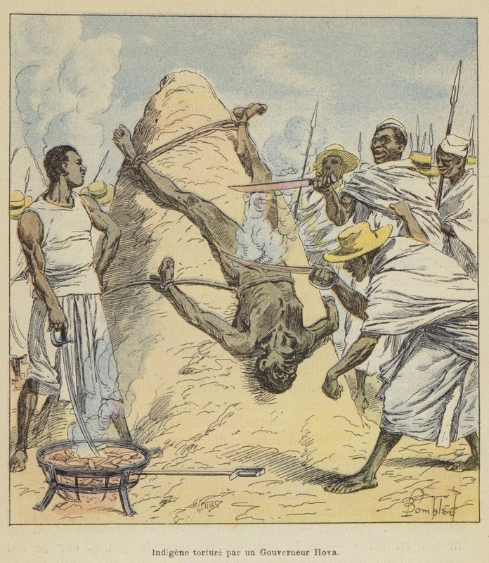 Indigenous Person Tortured by a Hova Governor by after Louis Charles Bombled