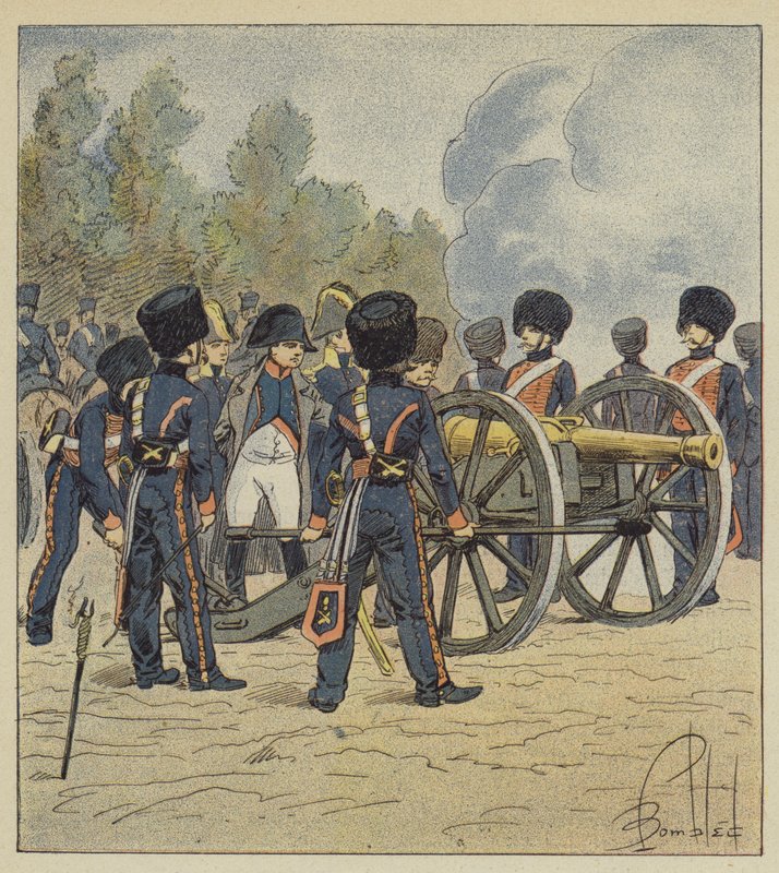 The Emperor himself points the pieces of the guard, at Montereau by after Louis Charles Bombled