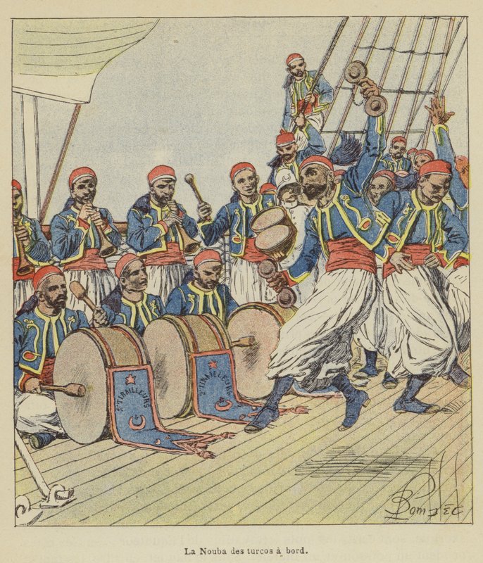 The Nouba of the Turcos on Board by after Louis Charles Bombled