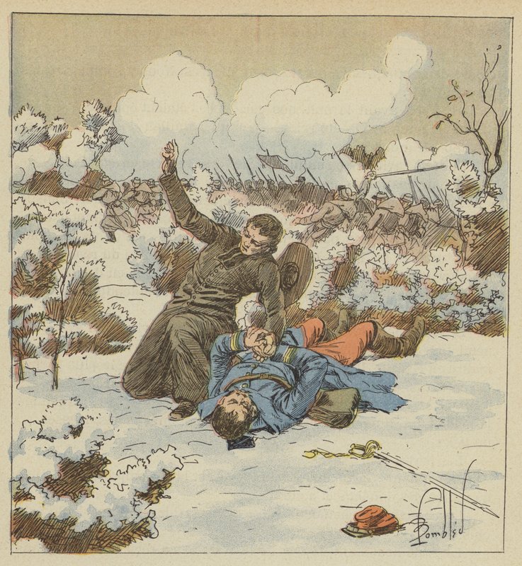 Abbot Fouqueray, Brother of a Pontifical Zouave, is Killed on the Body of Captain de Bellevue by after Louis Charles Bombled