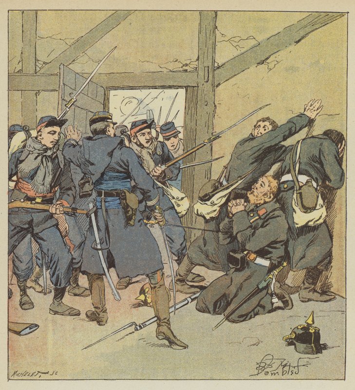 The Attack on Villejouan by Commander Fouilhade by after Louis Charles Bombled
