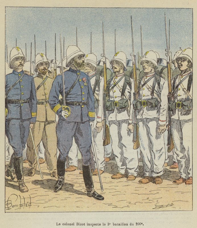 Colonel Bizot Inspects the 3rd Battalion of the 200th by after Louis Charles Bombled