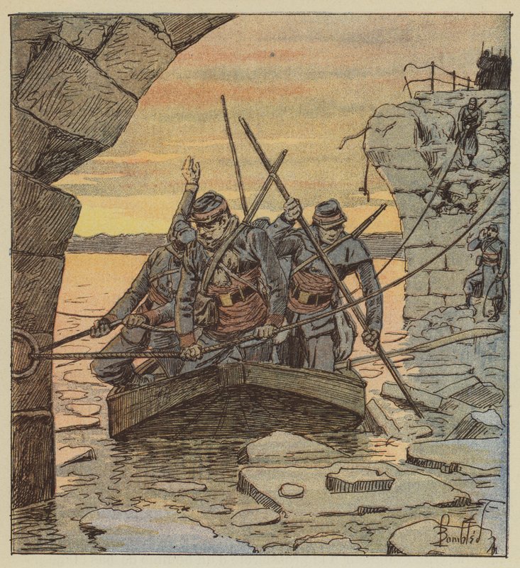 The Volunteers of Cathelineau Cross the Loire at Chateauneuf by after Louis Charles Bombled