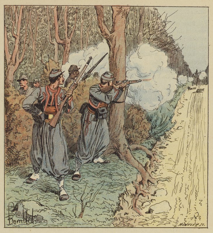 The Pontifical Zouaves Retreat through the Forest of Orleans, Holding Back the Bavarians by after Louis Charles Bombled